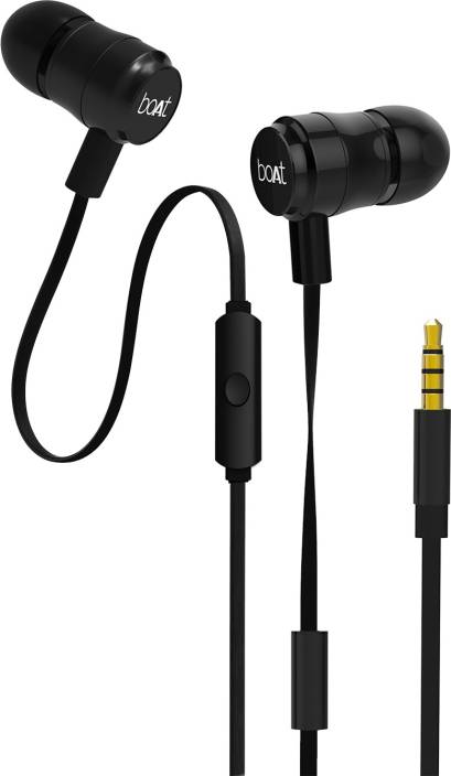 boAt BassHeads 235 Charcoal Black Wired Headset with Mic