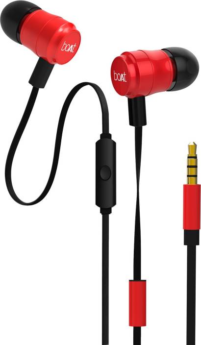boAt BassHeads 235 Furious Red Wired Headset with Mic