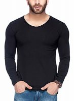 Tinted Men's Cotton Lycra T-Shirt (TJ104CLF-BLACK-L, Black, Large)