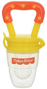 Fisher-Price Food Nibbler with Fruit and Veggie Feed Silicone Mesh, Yellow/Blue