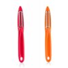 JAVA Universal Peeler Lifetime Guarantee|| Stainless Steel Blade || Serrated and Regular Dual Edge Blade Kitchen Tool for Home and Professional Use || Pack of 2 Pieces Orange and Red Color