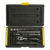 STANLEY 1-89-033 1/4'' SQ. Drive 6 point Socket and Bit Mechanic Tool Kit, Silver, 35-Pieces