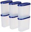 Amazon Brand - Solimo Modular Plastic Storage Containers with Lid, Set of 6, 1.8L, Blue