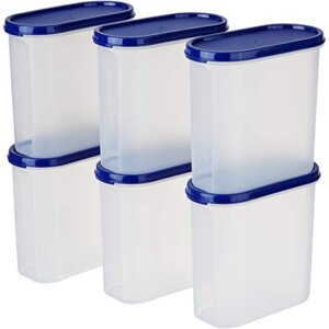 Amazon Brand - Solimo Modular Plastic Storage Containers with Lid, Set of 6, 1.8L, Blue