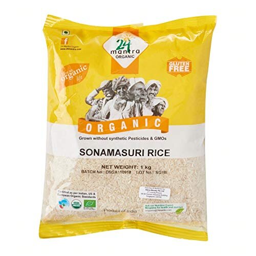 24 Mantra Organic Sonamasuri Raw Rice Polished, 1kg