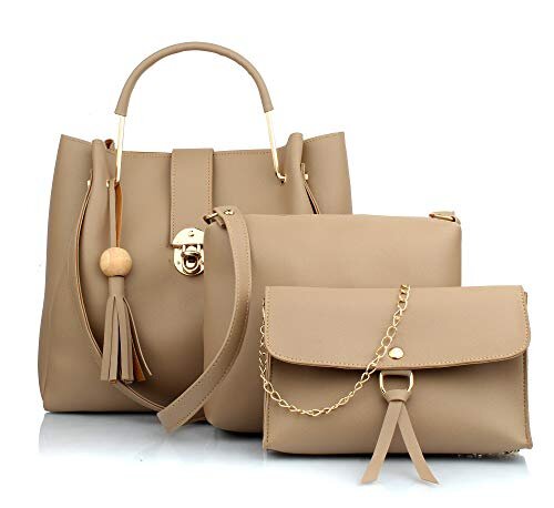 Mammon women’s beige handbag combo (set of 3)