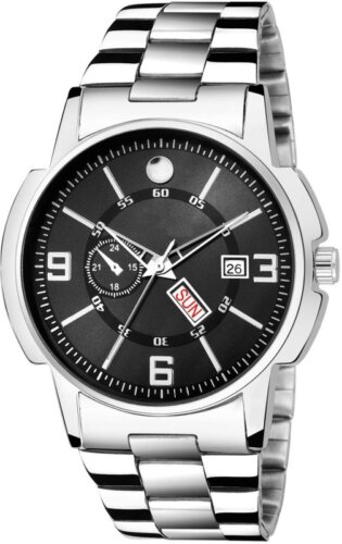 AGOG FADED NEW ARRIVAL BLACK COLOR ANALOG DAY & DATE SILVER STONE DIAL SPECIAL FAST & TRACK DESIGNER WRIST WATCH 38024PP25 FADED MINIMALISTS ANALOG DIAL SILVER STAINLESS STEEL STRAP FAST SELLING TRACK DESIGNER PARTY WERE WATCH FOR PARTY_PROFESSIONAL_DIWALI_FESTIVAL_HOLI_SPECIAL WRIST WATCH FOR MEN’S