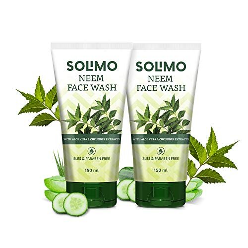 Amazon Brand – Solimo Neem Facewash with Aloe & Cucumber Extracts, SLES & Paraben Free, 150 ml