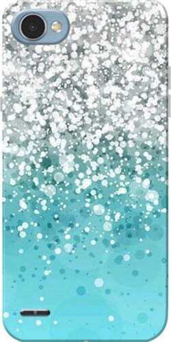Aseria Back Cover for Slim Fit Hard Case Cover for LG Q6(Silver Sparkles Aqua Blue)