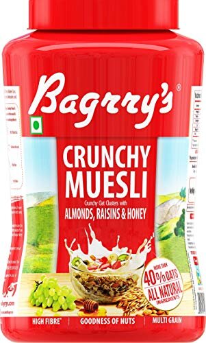 Bagrry’s Crunchy Muesli, Oat Clusters with Almonds, Raisins and Honey, 1000g Jar