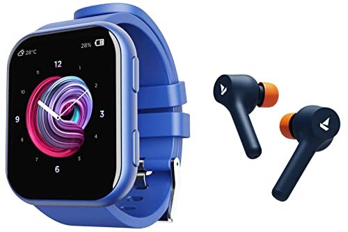 boAt Blaze Smart Watch with 1.75inch HD Display (Deep Blue) & Airdopes 281 Pro True Wireless Earbuds with ENx Tech, Upto 32 Hours Playback, ASAP Charge, Dual Mics, Signature Sound(Blue Flame)