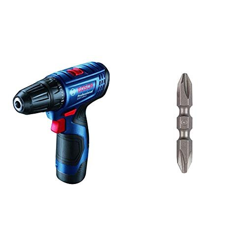 Bosch 06019G80F1 GSR120-Li Cordless Drill Driver, 12V Single Battery with Bosch 2608521038 45 mm Double Ended Bit Set PH2/PH2, Pack of 10