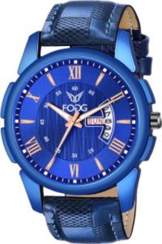Fogg 1200-BL Blue Day and Date Analog Watch  – For Men
