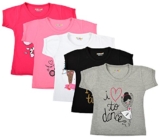 Kuchipoo Girls’ Cotton Regular Fit T-shirts ( KUC-TSHRT-103, Multicolour, 3-4 Years)