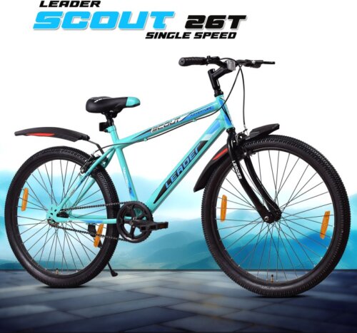 LEADER Scout 26T SEA Blue BLACK for Ride 26 T Mountain Cycle(Single Speed, Blue, Black, Rigid)