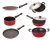 Nirlon Gas Compatible Non-Stick Aluminium Cookware Set, 6-Pieces, Red/Black