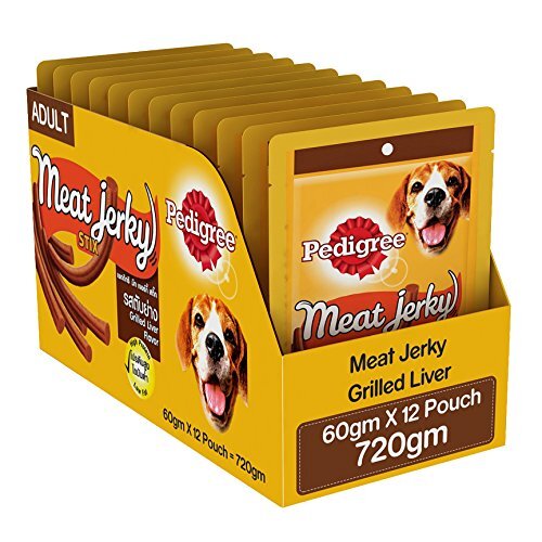 Pedigree Meat Jerky Stix Adult Dog Treat, Grilled Liver, 12 Packs (12 x 60g)