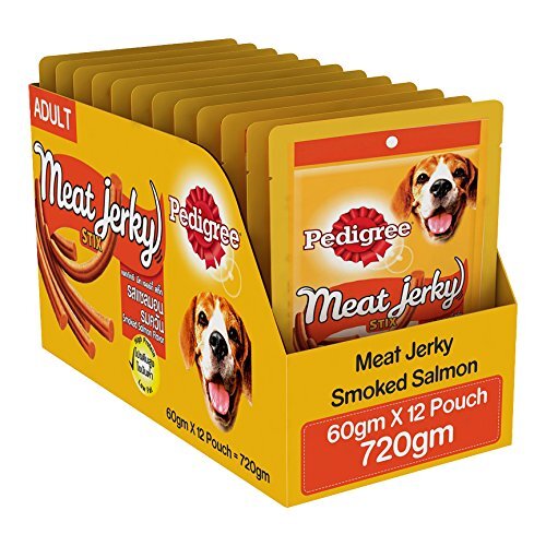 Pedigree Meat Jerky Stix Adult Dog Treat, Smoked Salmon, 12 Packs (12 x 60g)