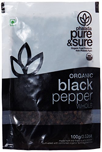 Pure & Sure Organic Whole, Black Pepper, 100g