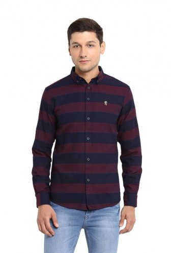 Red Tape Red & Navy Regular Fit Shirt