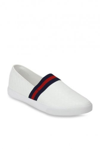Red Tape White & Red Slip-Ons