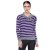 Teemoods Women’s Cotton Blend Striped V Neck Full Sleeves Purple Winter Top | Tshirts (Large)