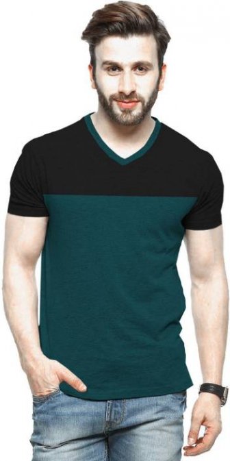 Tripr Color block Men V-neck Multicolor T-Shirt