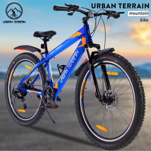 Urban Terrain Mountain Bike Shimano Geared Cycles for Men with Dual Disc Brake MTB UT1001 27.5 T Road Cycle(21 Gear, Blue, Only Front Suspension)