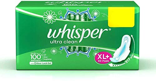 Whisper Ultra Clean Sanitary Pads for Women, XL+ 30 Napkins