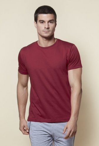 Zudio Maroon Slim Fit T-Shirt